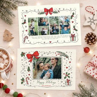 ウィスキカルな落書き 赤いリボンのクリスマス 7枚の写真  シーズンカード