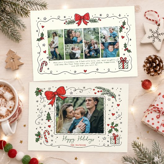 ウィスキカルな落書き 赤いリボンのクリスマス 7枚の写真  シーズンカード