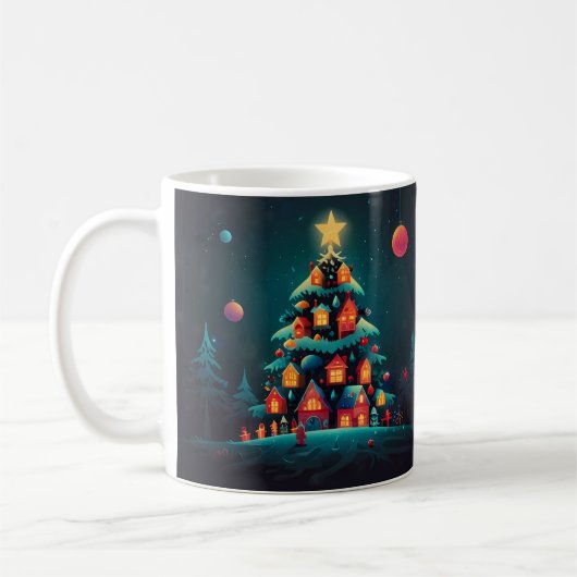 ウィスキカルな雪だるまのクリスマスアート コーヒーマグカップ (左)