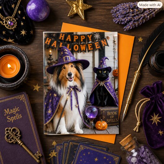 ウィスキカルウィザーズ コリー＆キャット ハロウィン折りたたみカード カード