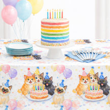 ウィスキカルガールズ 猫 誕生日パーティー テーブルクロス