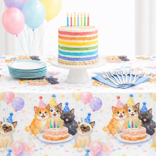 ウィスキカルガールズ 猫 誕生日パーティー テーブルクロス