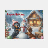 ウィスキカル ダックスフント クリスマス ドアマット (正面)