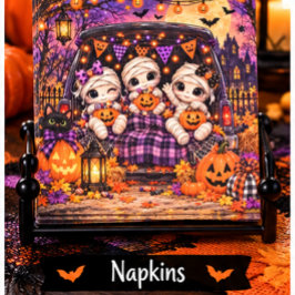 ウィスキカル ハロウィン ミイラ かわいい パンプキン レトロ スタンダードカクテルナプキン