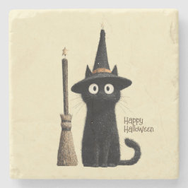 ウィスキカル ブラックキャット ハッピー ハロウィン ストーンコースター