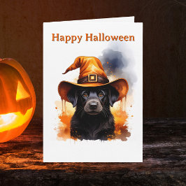 ウィスキカル ブラックパピー オレンジウィッチハット ハロウィン カード