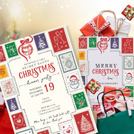 ウィスキカル レトロスタンプ クリスマス ドゥードル 招待状