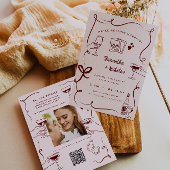 ウィスキカル レトロ ドゥードゥル アート | 結婚式 招待状