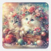 ウィスキカル ヴィクトリアン クリスマス 子猫 スクエアシール (正面)