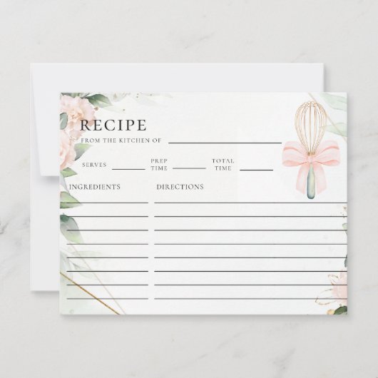 ウィスキッ遠くにクピンクフローラブライダルシャワーレシピカード ノートカード (正面)