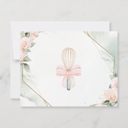 ウィスキッ遠くにクピンクフローラブライダルシャワーレシピカード ノートカード (裏面)