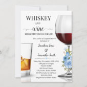 ウィスキーとワインを飲む前に私はウェディングシャワーブルー 招待状 (正面)