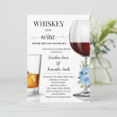 ウィスキーとワインを飲む前に私はウェディングシャワーブルー 招待状 (スタンド正面)