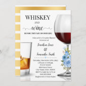 ウィスキーとワインを飲む前に私はウェディングシャワーブルー 招待状 (正面/裏面)