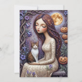 ウィスキーな魔女猫のハロウィン神秘的な月カード カード (正面)