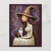 ウィスキーな魔女猫ハロウィーン神秘的な月 ポストカード (正面)