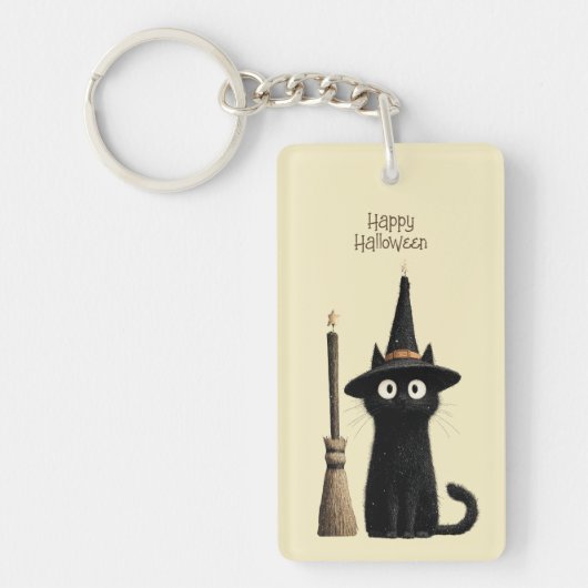 ウィスキーな黒猫 ハッピーハロウィン キーホルダー (正面)