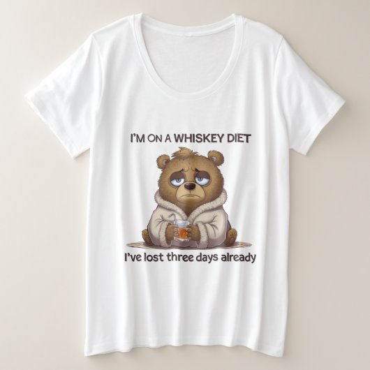 ウィスキーのせいじゃない、三日も経っちゃったよ プラスサイズTシャツ (デザイン正面)