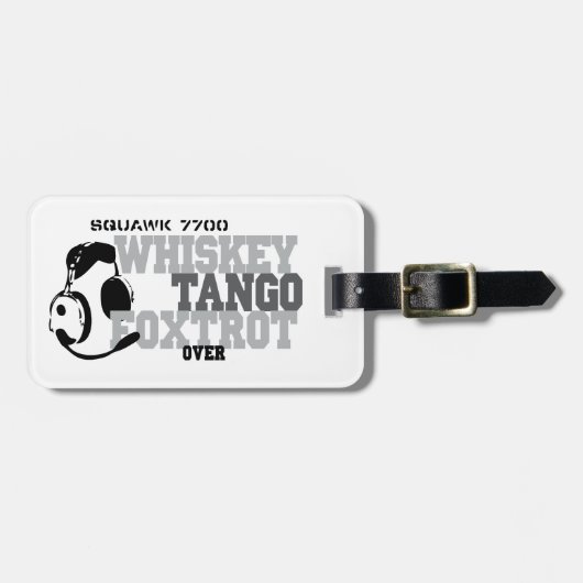 ウィスキーのタンゴはユーモア-航空フォックストロットを踊ります ラゲッジタグ (正面横)
