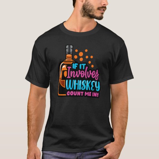 ウィスキーもしの飲み物に男性ウォムを撃つ Tシャツ (正面)