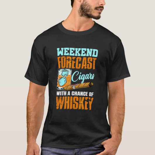 ウィスキーを飲むチャンス付きのシガー ウィスキーを飲む Tシャツ (正面)