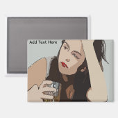 ウィスキーを飲む女性 マグネット (正面/裏面)