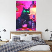 ウィスキーを飲む紳士猫 | おもしろいバー キャンバスプリント (インサイチュ (寝室))