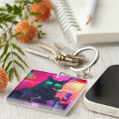 ウィスキーを飲む紳士猫 | おもしろいバー キーホルダー (正面右)