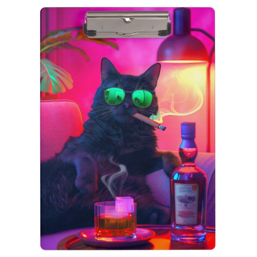 ウィスキーを飲む紳士猫 | おもしろいバー クリップボード (正面)
