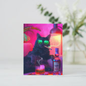 ウィスキーを飲む紳士猫 | おもしろいバー ポストカード (スタンド正面)