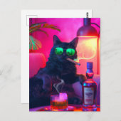 ウィスキーを飲む紳士猫 | おもしろいバー ポストカード (正面/裏面)