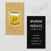 ウィスキーグラス |金ゴールドグリッター名刺 名刺 (正面/裏面)