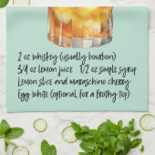 ウィスキーサワーカクテルレシピ キッチンタオル (折り畳み)