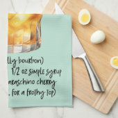 ウィスキーサワーカクテルレシピ キッチンタオル (四つ折り)