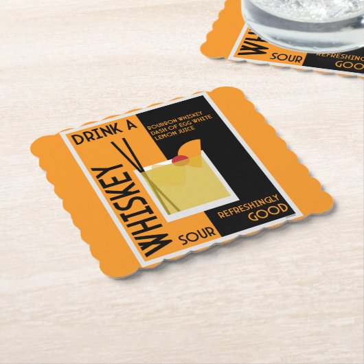 ウィスキーサワーカクテル紙コースター ペーパーコースター (アングル)