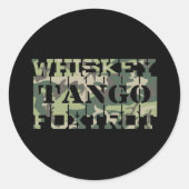 ウィスキータンゴフォックスロットWTFグリーンカモフラージュ ラウンドシール (正面)