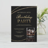 ウィスキーディナーカクテル書道50誕生日 招待状 (スタンド正面)