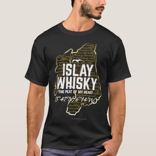 ウィスキーデザインの海岸線IslayとテイスティングノートF Tシャツ (正面)