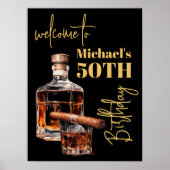 ウィスキーバーボンアンドシガー誕生日ウェルカムサイン ポスター (正面)