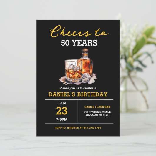ウィスキーバーボン応援から50歳の誕生日パーティー 招待状 (スタンド正面)