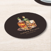 ウィスキーパーソナライズされたメンズ誕生日 ラウンドペーパーコースター (アングル)