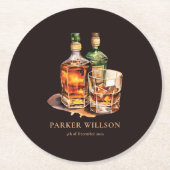 ウィスキーパーソナライズされたメンズ誕生日 ラウンドペーパーコースター (正面)
