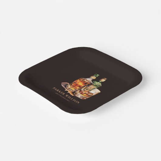 ウィスキーメンズ誕生日 パーソナライズされた ペーパープレート (傾斜あり)