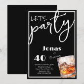 ウィスキー大人の誕生日パーティーの招待状 招待状 (正面/裏面)