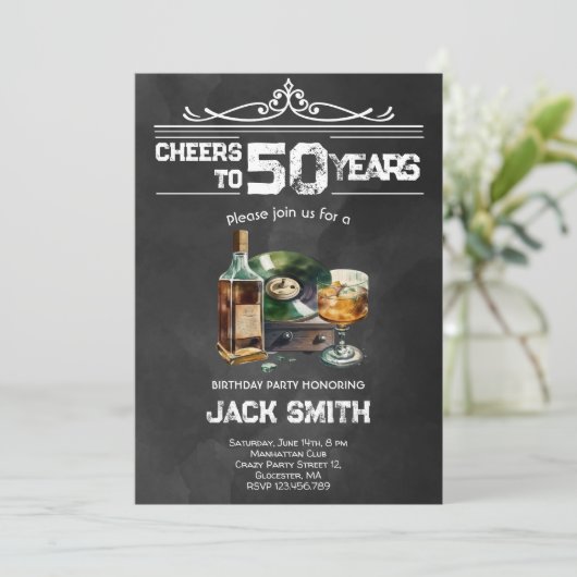 ウィスキー大人の誕生日パーティーの招待状 招待状 (スタンド正面)