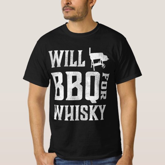 ウィスキー用ウィルBBQ – オフセッおもしろいトグリルマスター Tシャツ (正面)