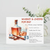 ウィスキー&シガー – 編集可能な父の日 招待状 (スタンド正面)