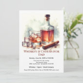 ウィスキー&シガー – 編集可能な父の日 招待状 (スタンド正面)