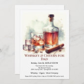 ウィスキー&シガー – 編集可能な父の日 招待状 (正面/裏面)