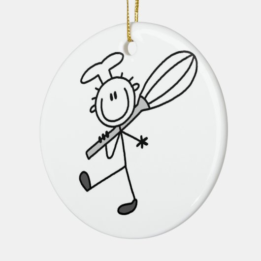 ウィスクでフィギュアのシェフをスティック セラミックオーナメント (左)